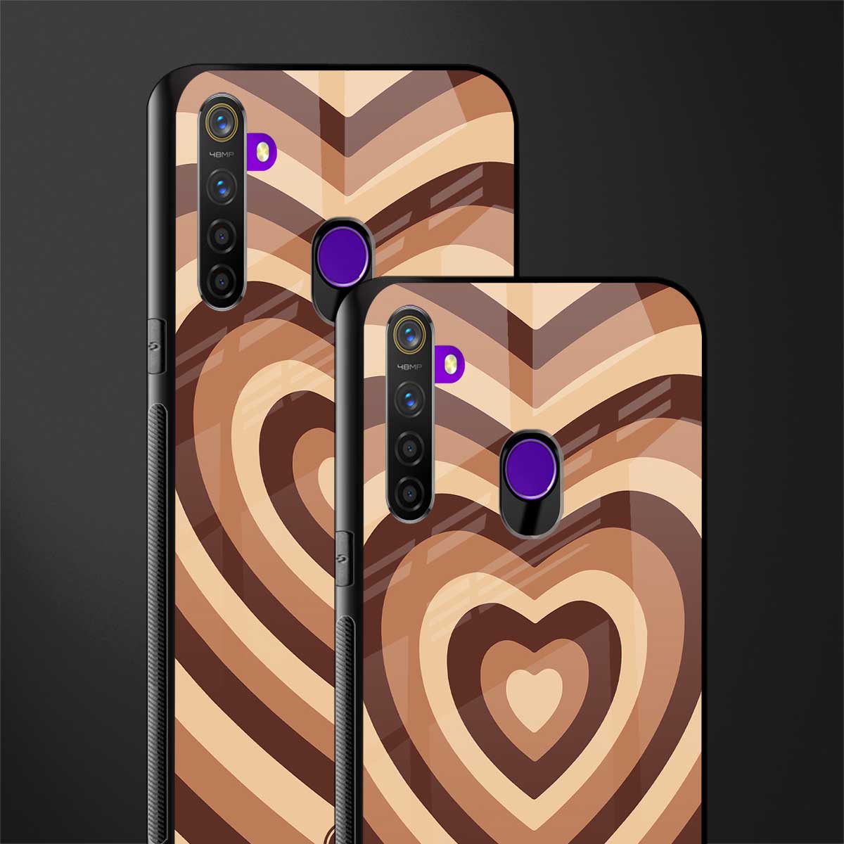 y2k brown hearts aesthetic glass case for realme 5s image-2