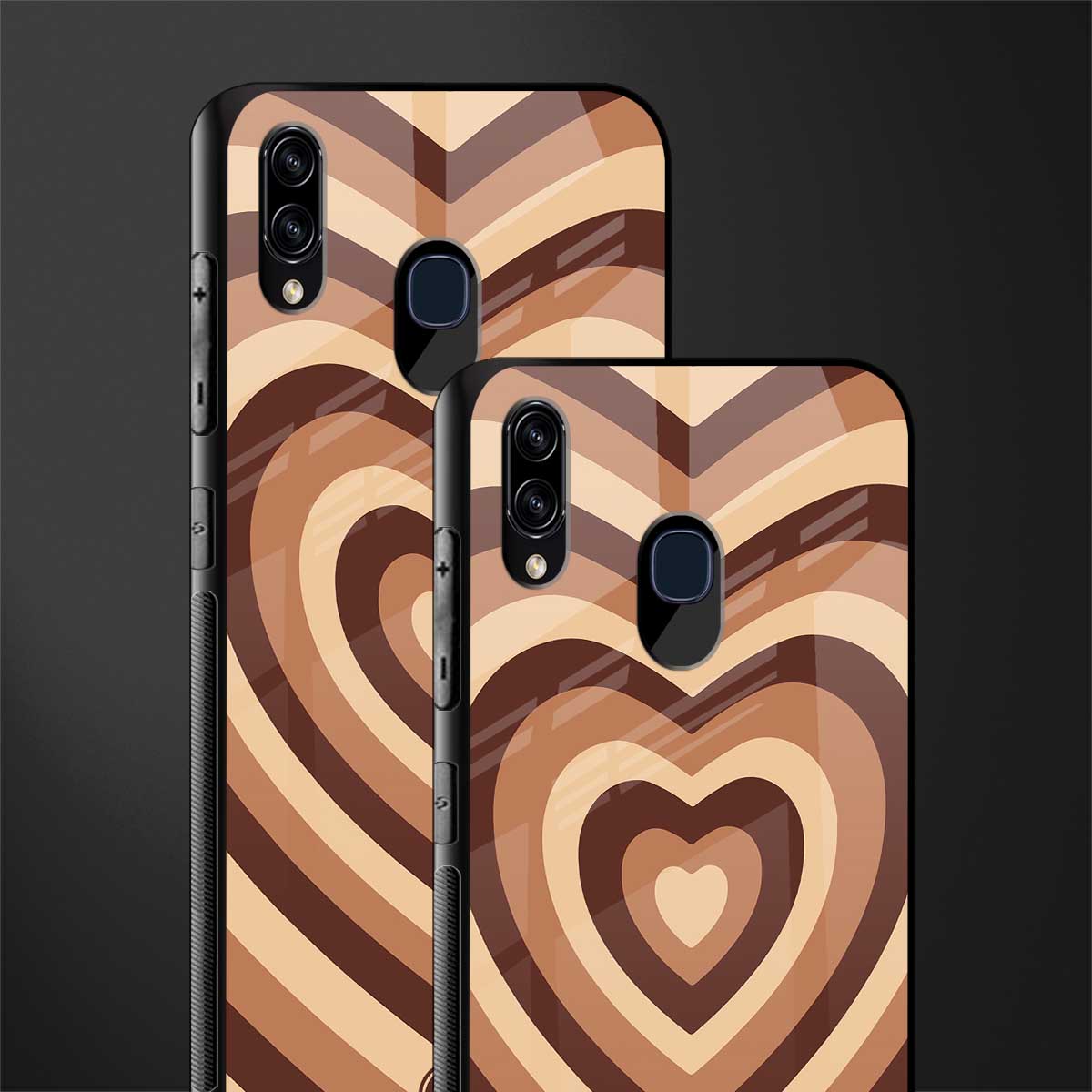 y2k brown hearts aesthetic glass case for samsung galaxy a20 image-2