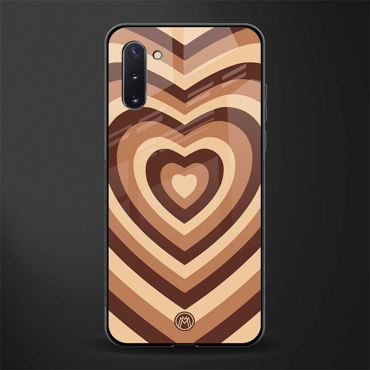 y2k brown hearts aesthetic glass case for samsung galaxy note 10 image