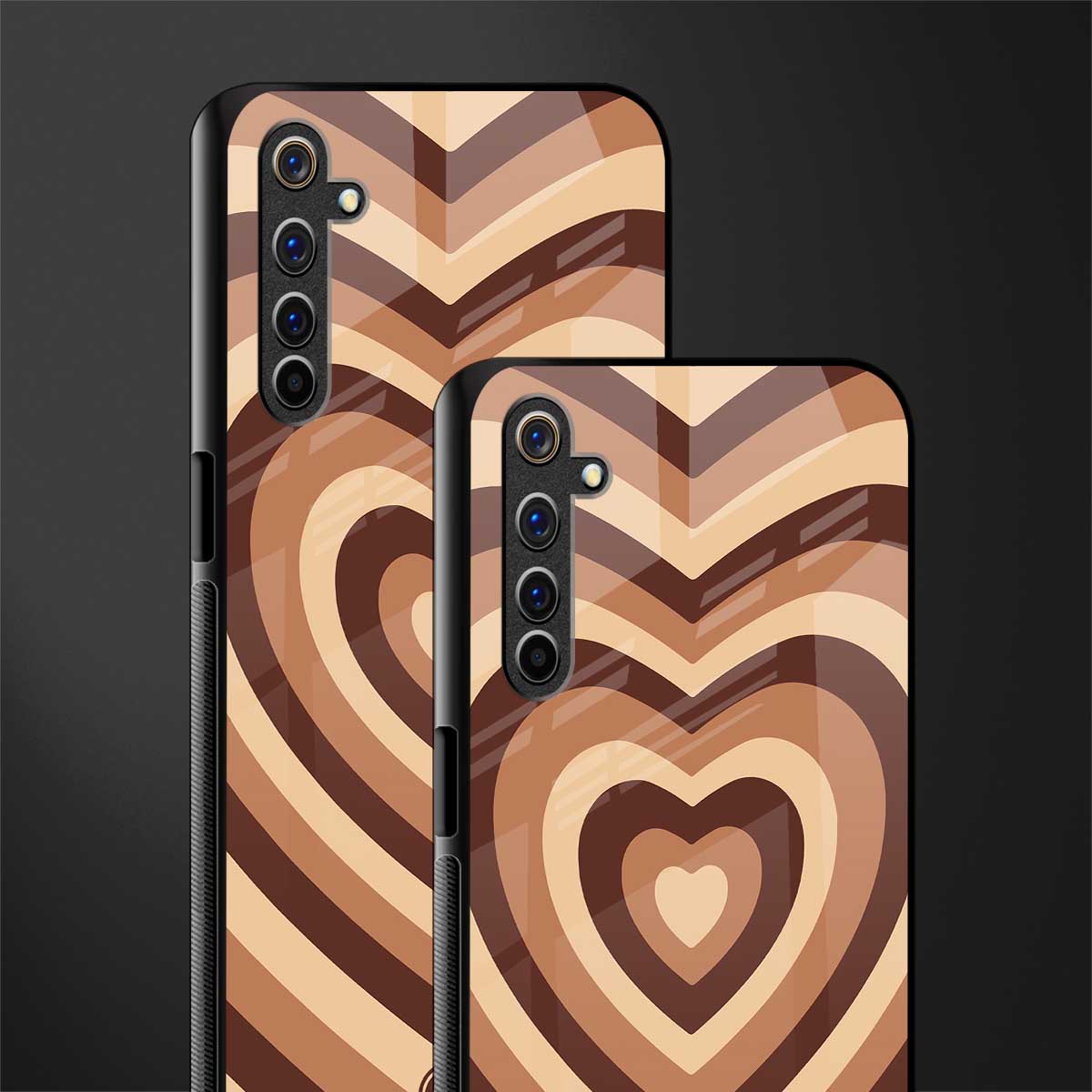y2k brown hearts aesthetic glass case for realme 6i image-2