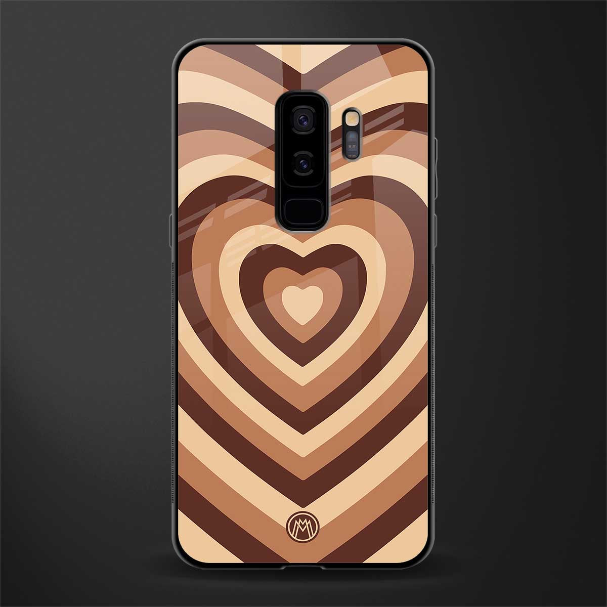 y2k brown hearts aesthetic glass case for samsung galaxy s9 plus image