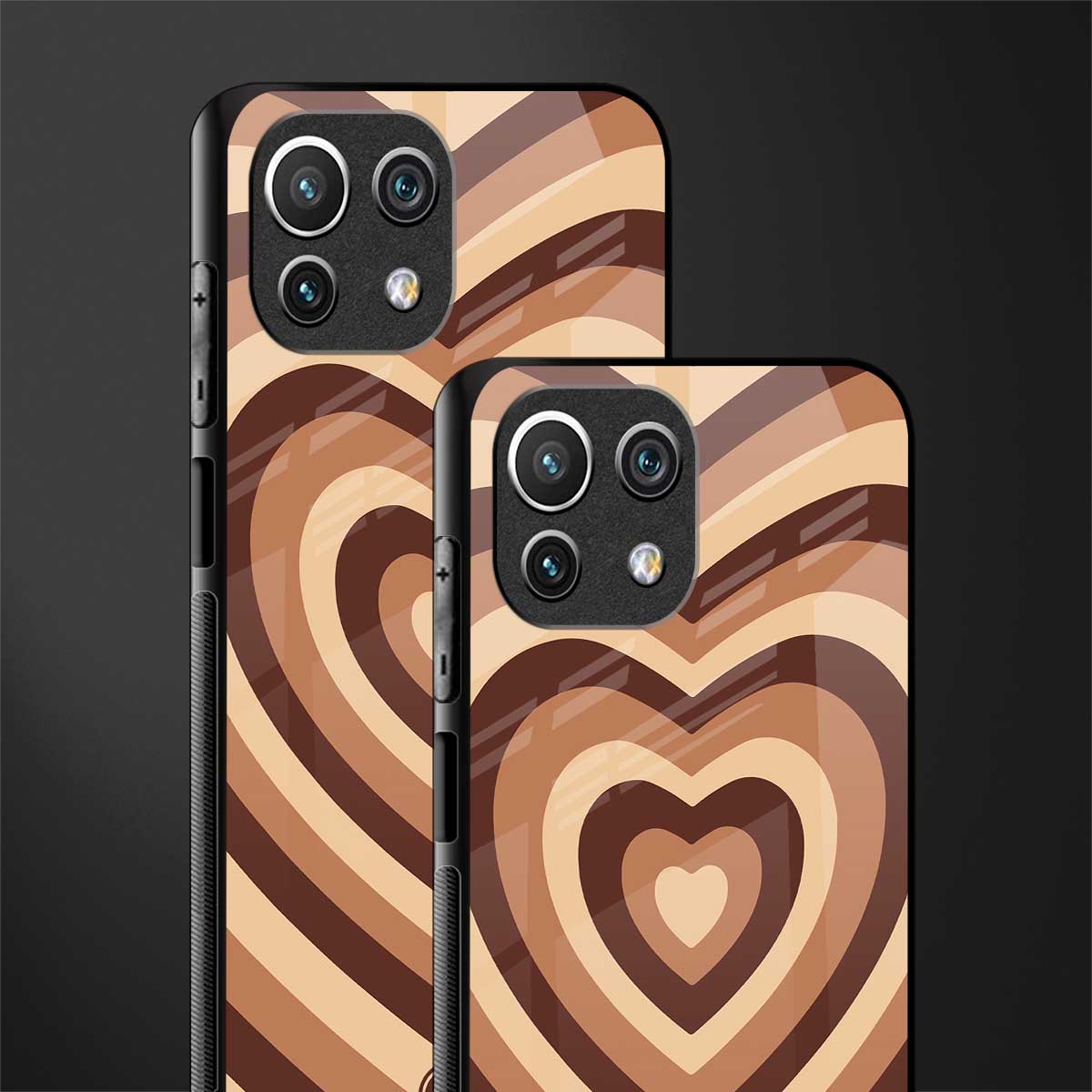 y2k brown hearts aesthetic glass case for mi 11 lite image-2