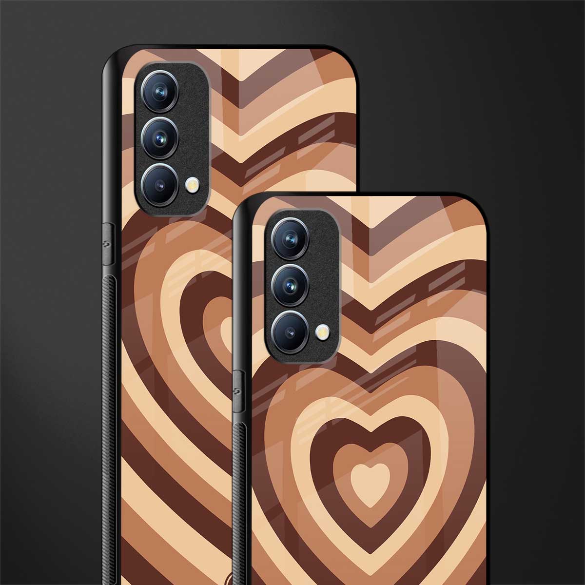 y2k brown hearts aesthetic glass case for oppo f19s image-2
