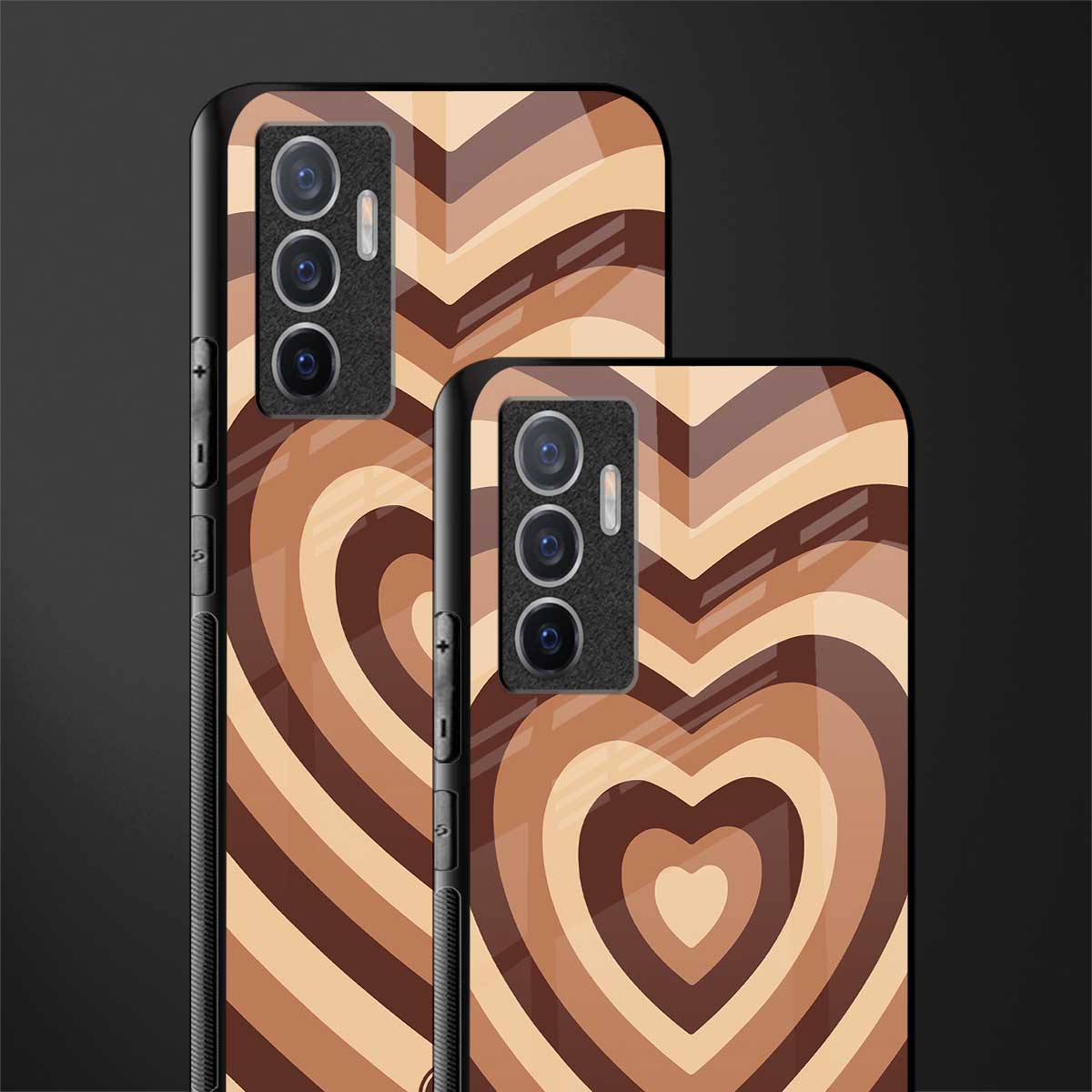 y2k brown hearts aesthetic glass case for vivo v23e image-2
