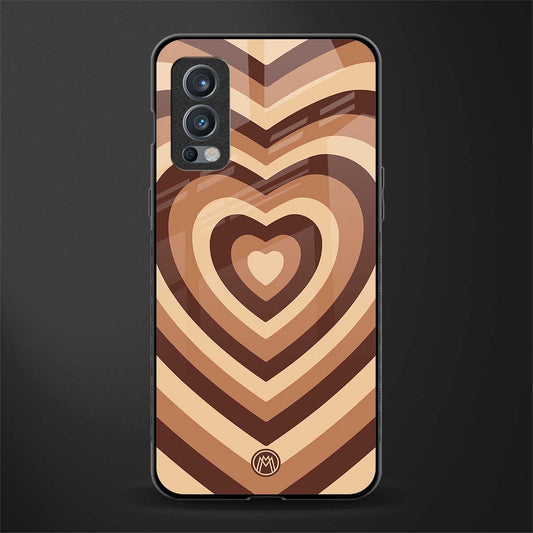 y2k brown hearts aesthetic glass case for oneplus nord 2 5g image
