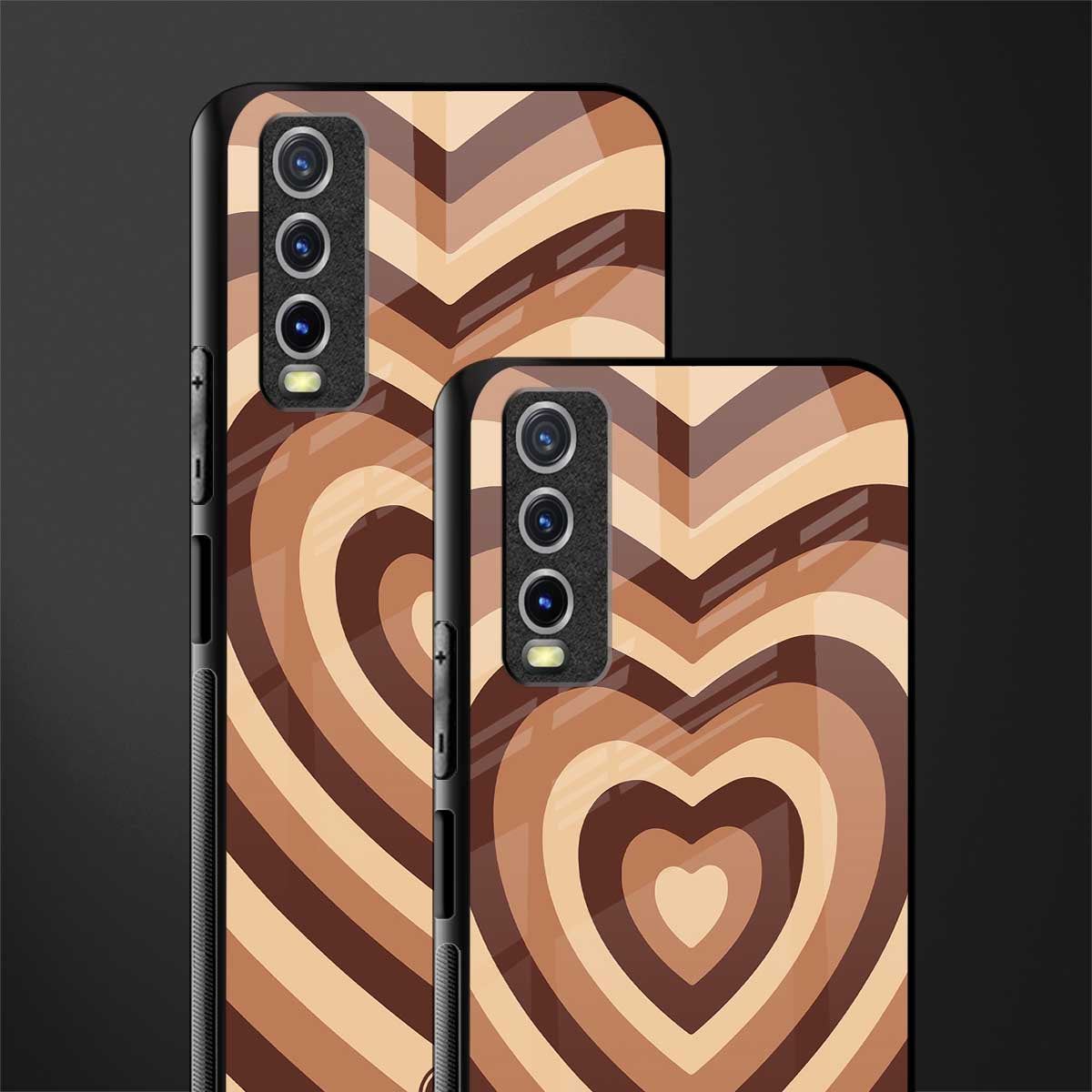 y2k brown hearts aesthetic glass case for vivo y20 image-2