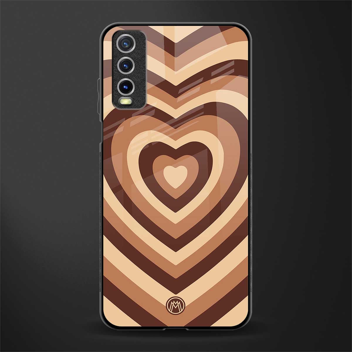 y2k brown hearts aesthetic glass case for vivo y20 image