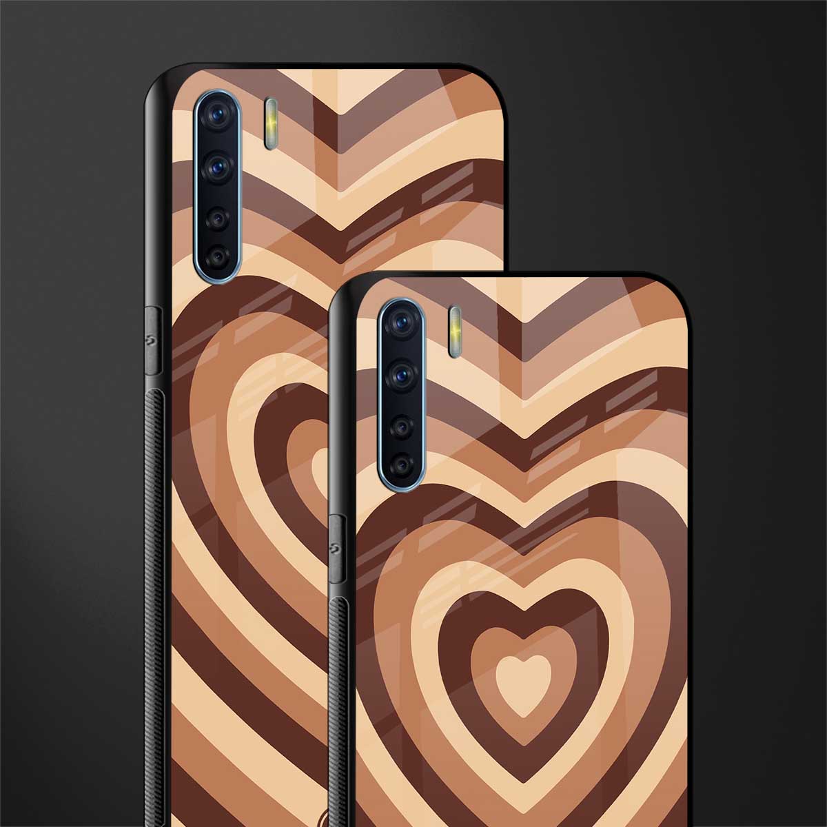 y2k brown hearts aesthetic glass case for oppo f15 image-2