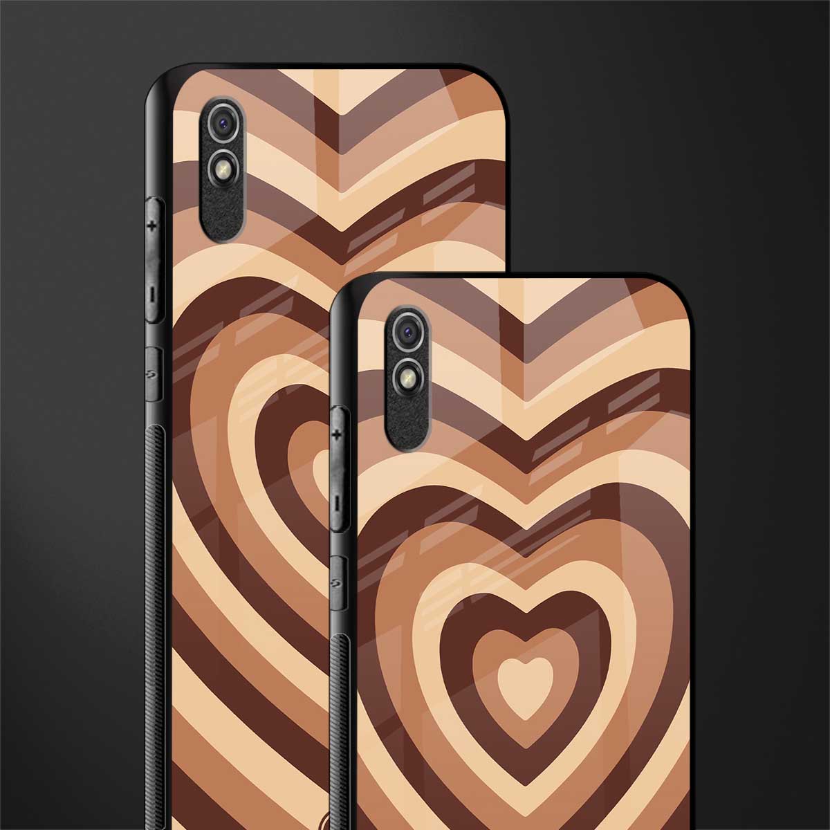 y2k brown hearts aesthetic glass case for redmi 9a image-2