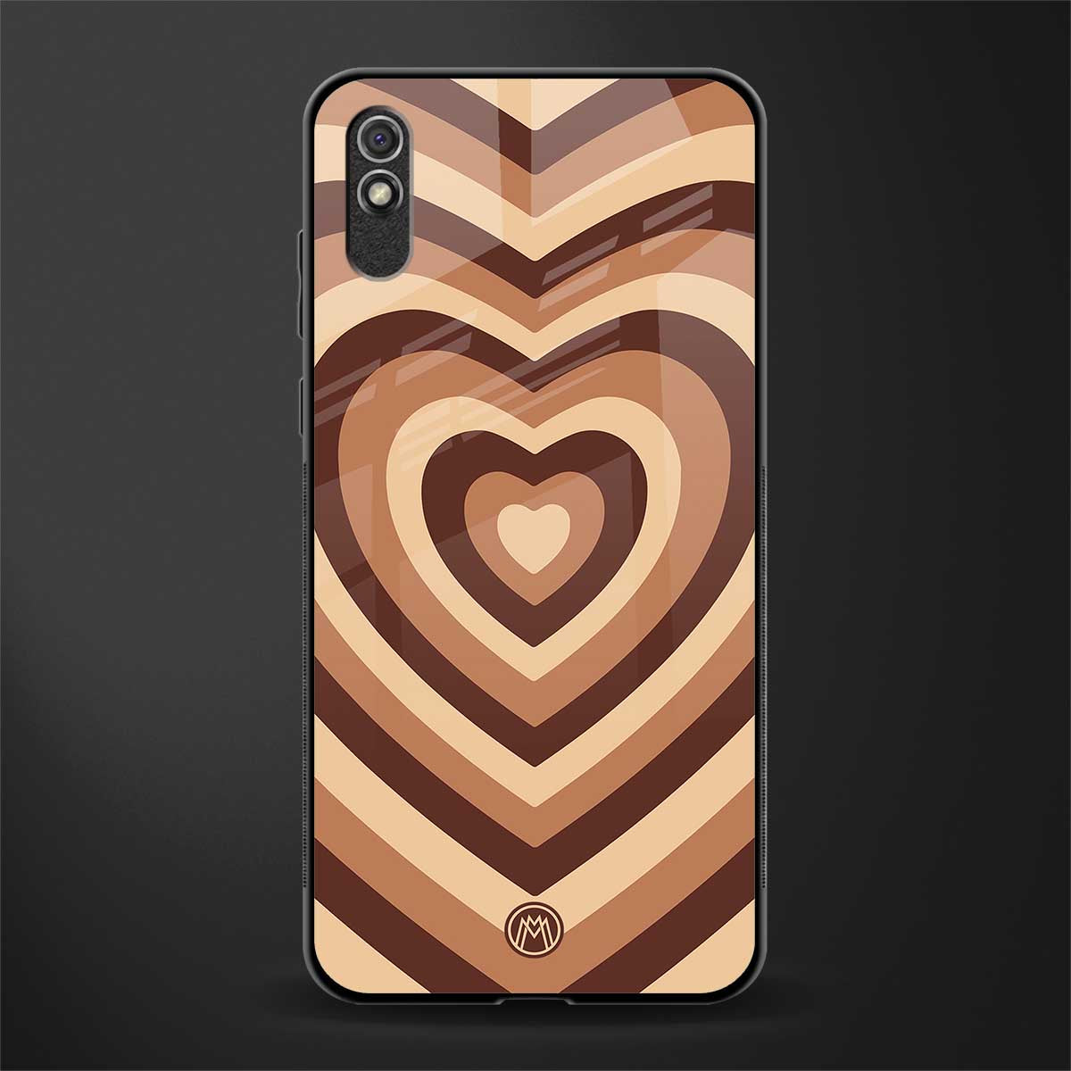 y2k brown hearts aesthetic glass case for redmi 9a image