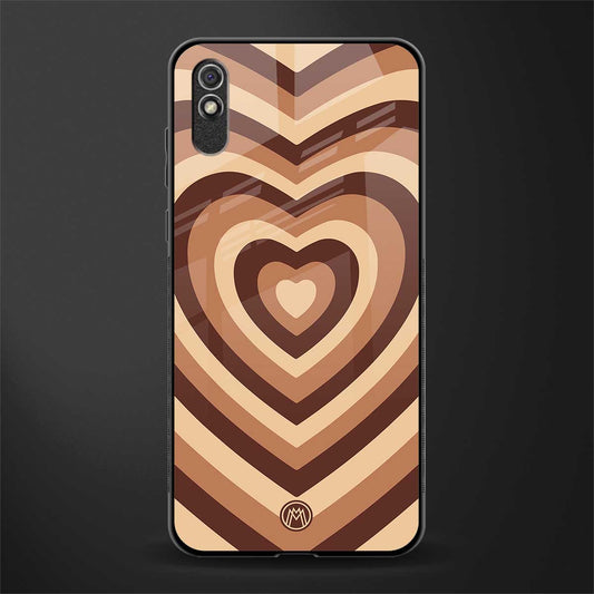 y2k brown hearts aesthetic glass case for redmi 9a image
