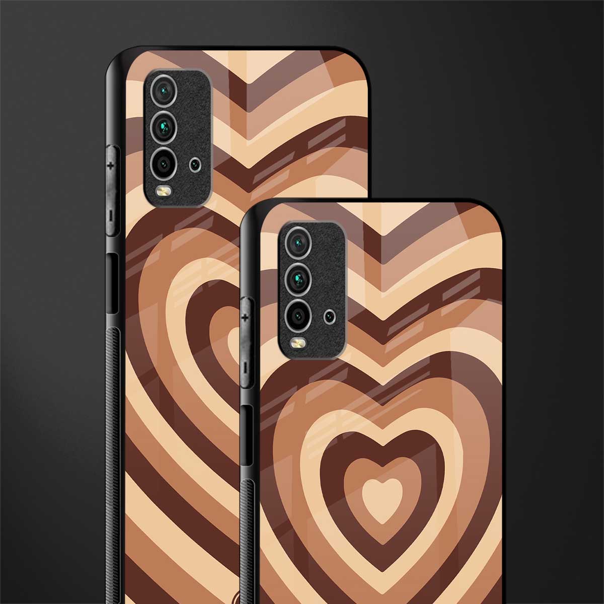 y2k brown hearts aesthetic glass case for redmi 9 power image-2
