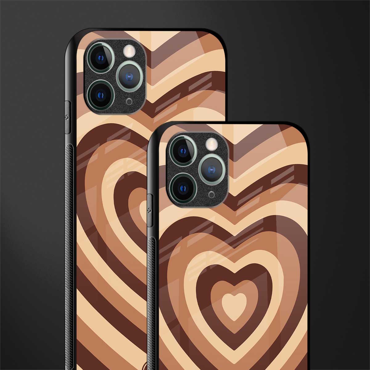 y2k brown hearts aesthetic glass case for iphone 11 pro image-2