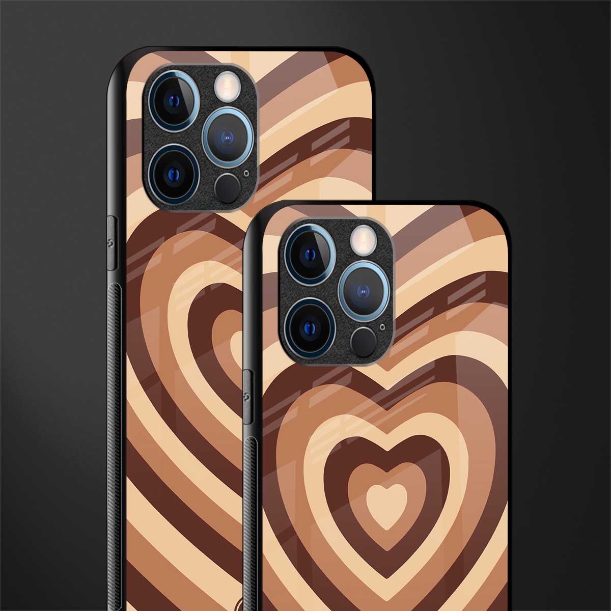 y2k brown hearts aesthetic glass case for iphone 12 pro image-2