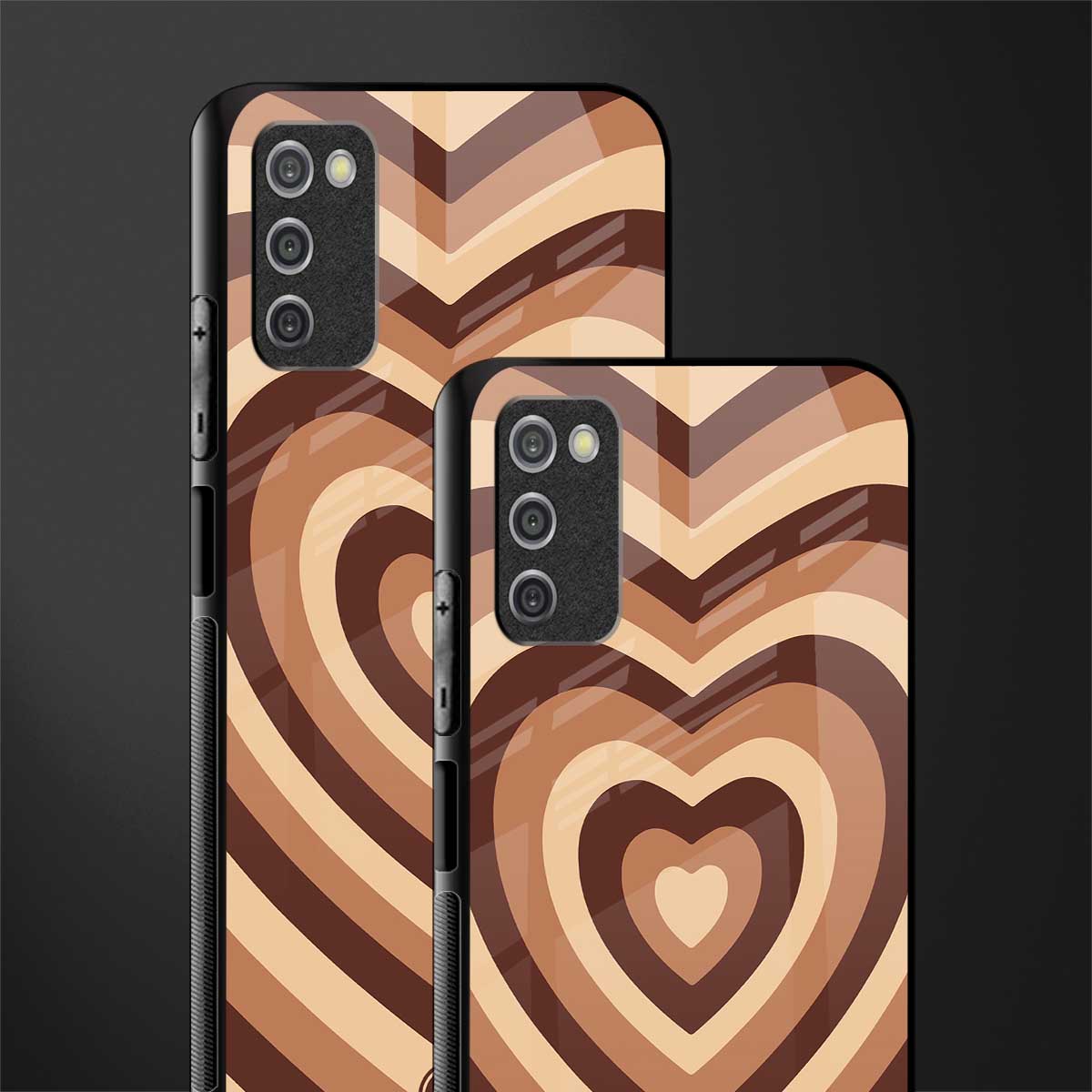 y2k brown hearts aesthetic glass case for samsung galaxy a03s image-2