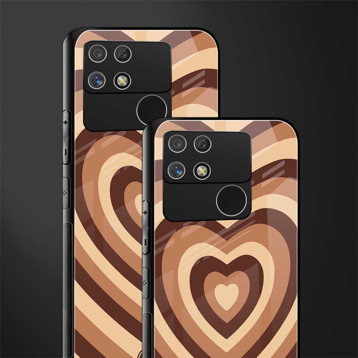 y2k brown hearts aesthetic back phone cover | glass case for realme narzo 50a