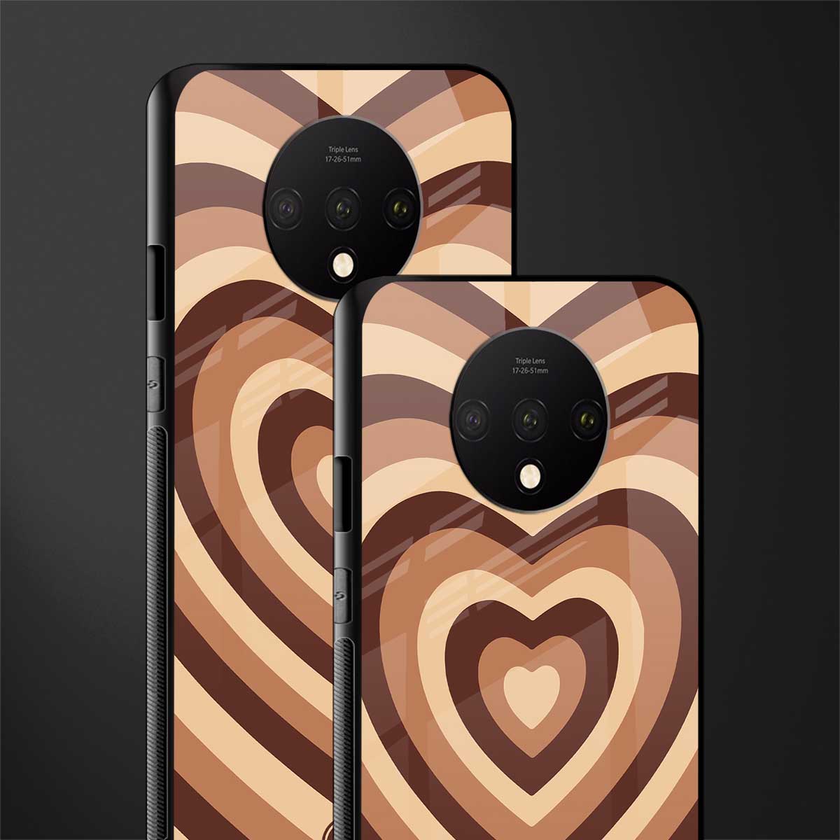y2k brown hearts aesthetic glass case for oneplus 7t image-2