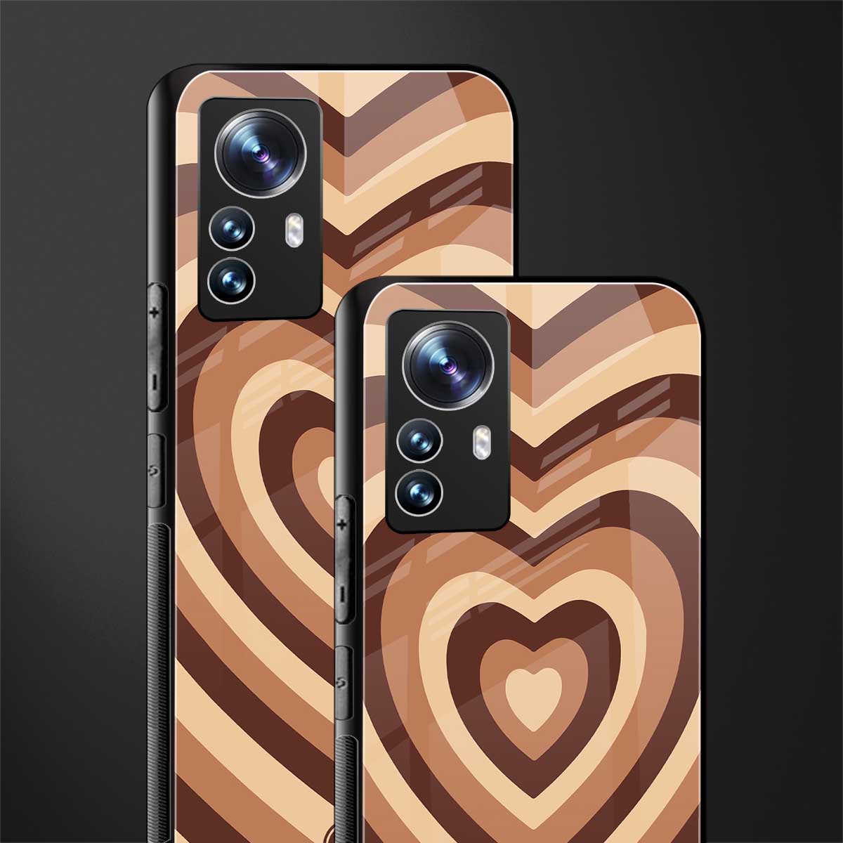 y2k brown hearts aesthetic back phone cover | glass case for xiaomi 12 pro