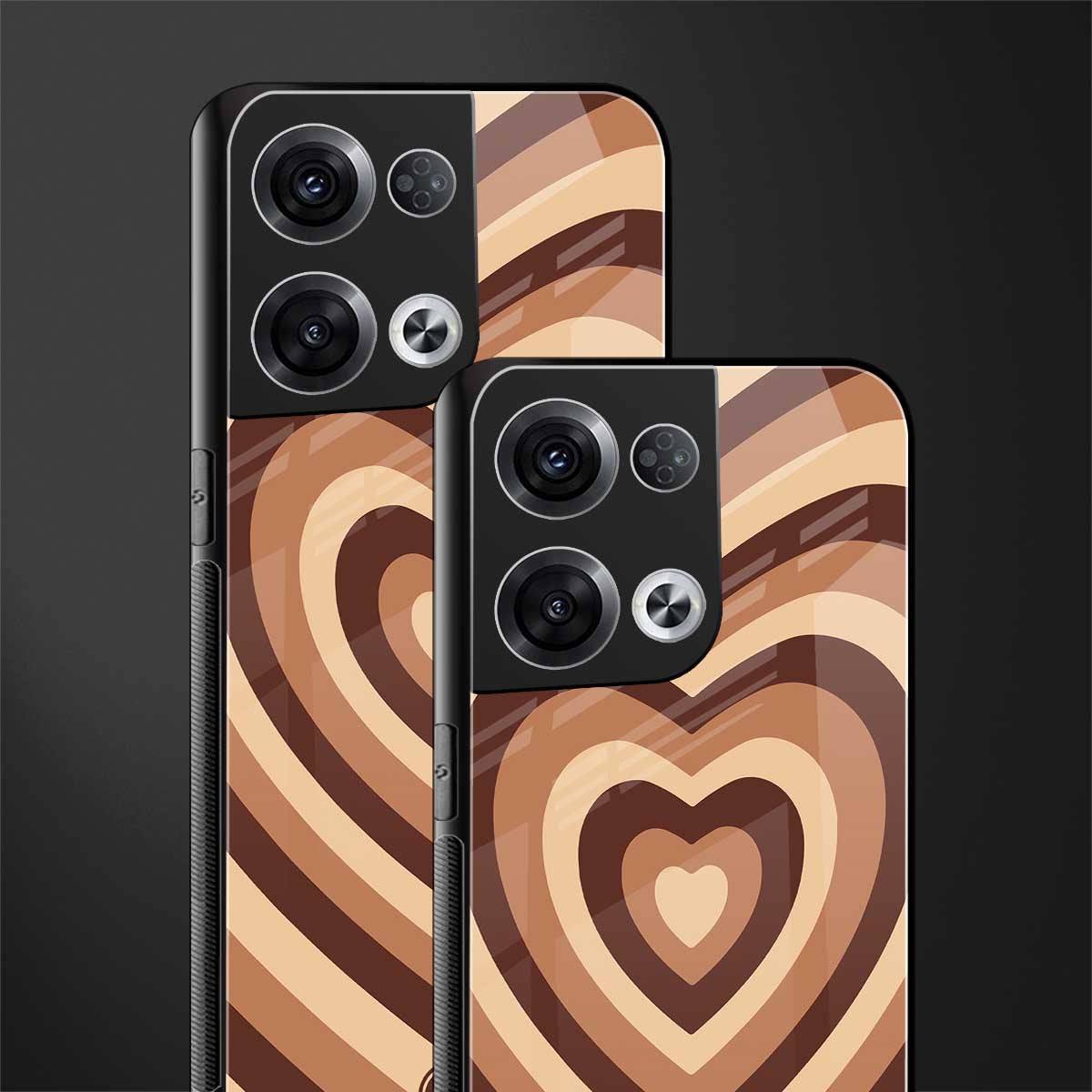 y2k brown hearts aesthetic back phone cover | glass case for oppo reno 8