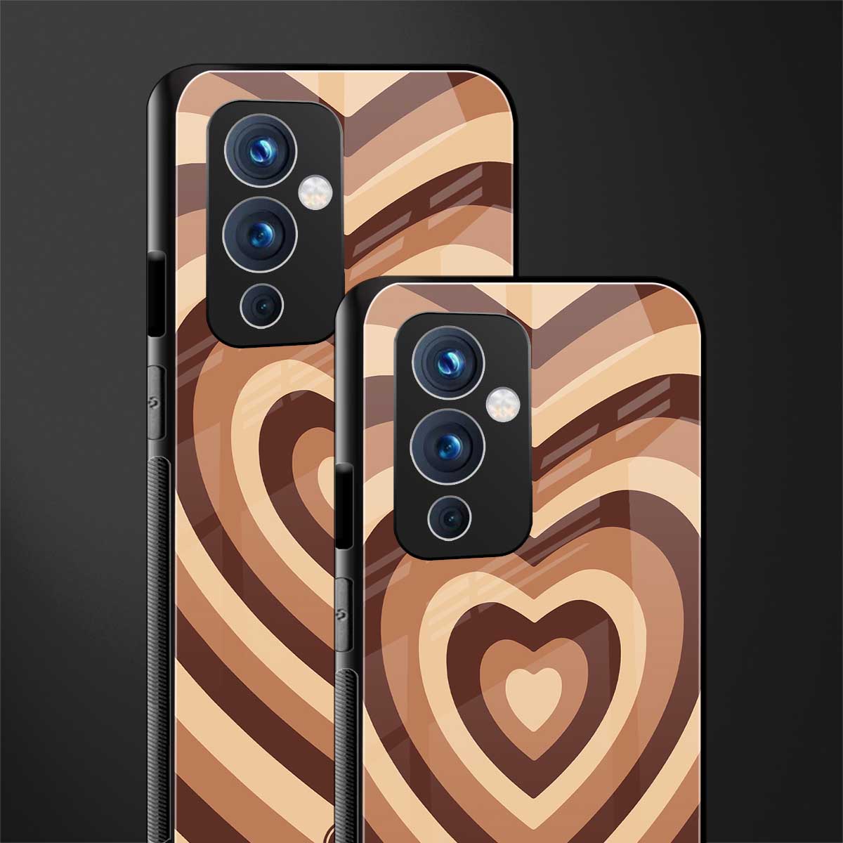 y2k brown hearts aesthetic back phone cover | glass case for oneplus 9