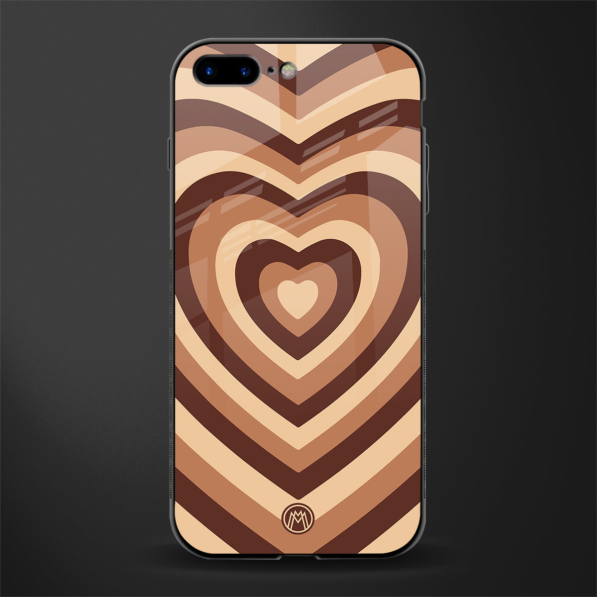 Y2K Brown Hearts Aesthetic Phone Case for IPhone Plus Glass