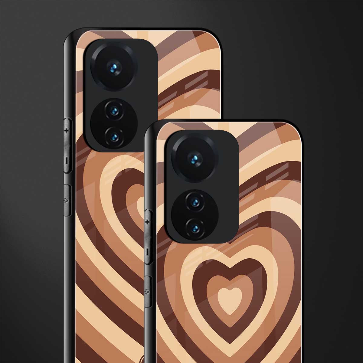 y2k brown hearts aesthetic back phone cover | glass case for vivo t1 44w 4g