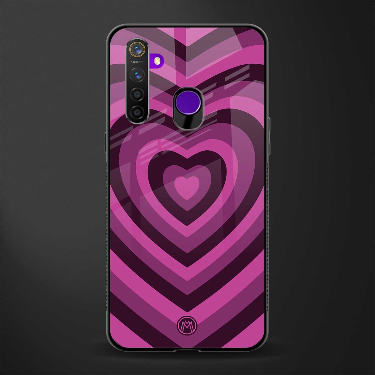 y2k burgundy hearts aesthetic glass case for realme 5s image