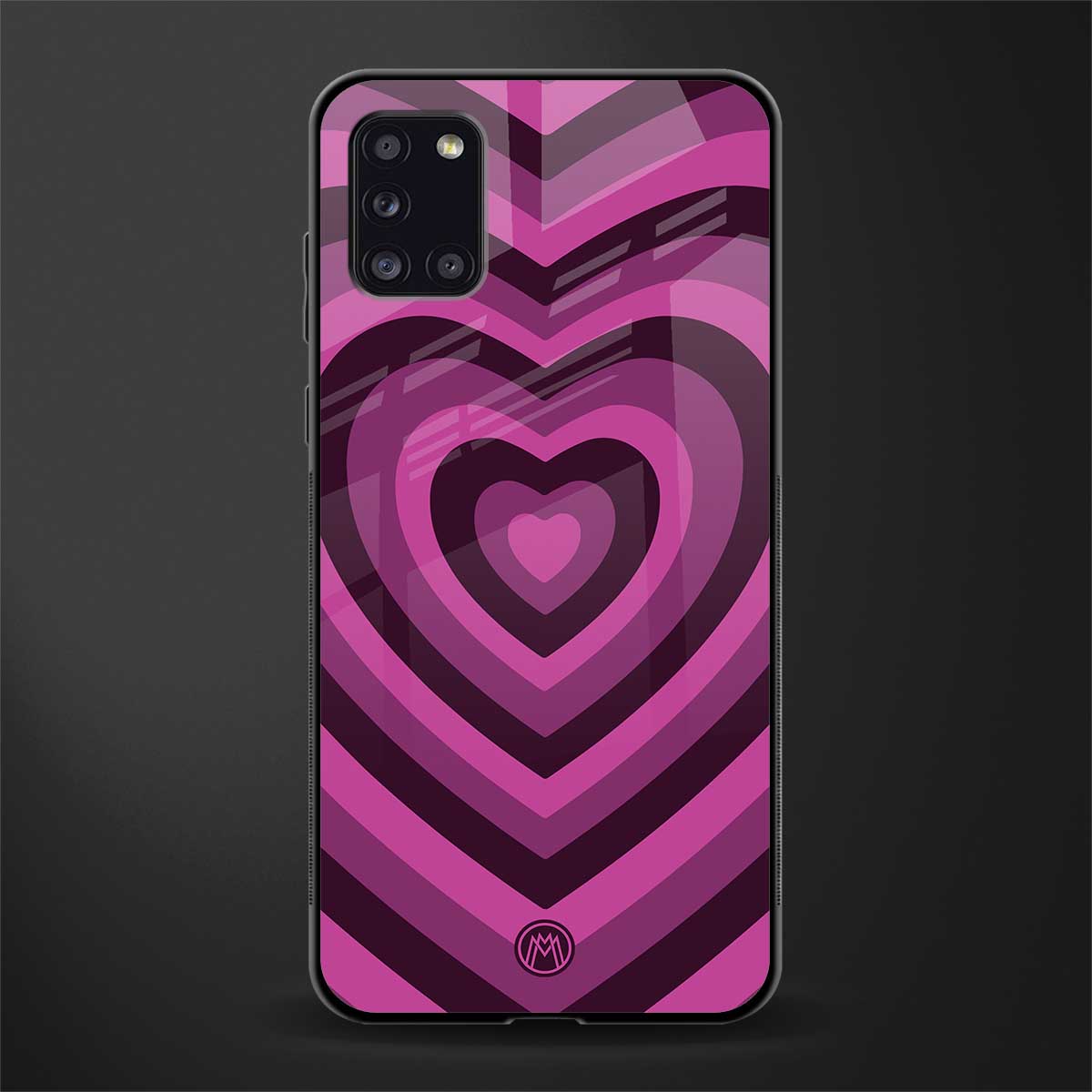 y2k burgundy hearts aesthetic glass case for samsung galaxy a31 image