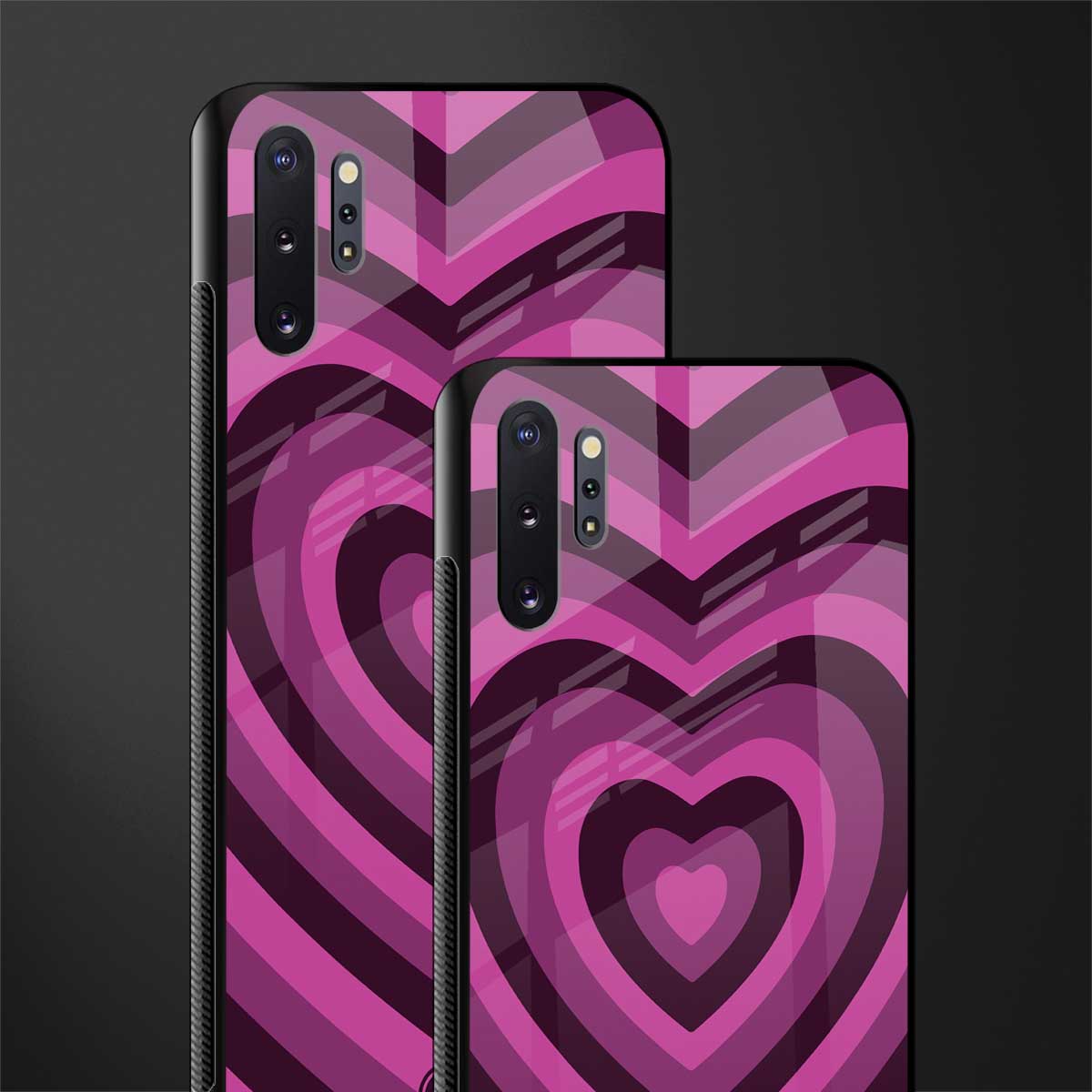y2k burgundy hearts aesthetic glass case for samsung galaxy note 10 plus image-2
