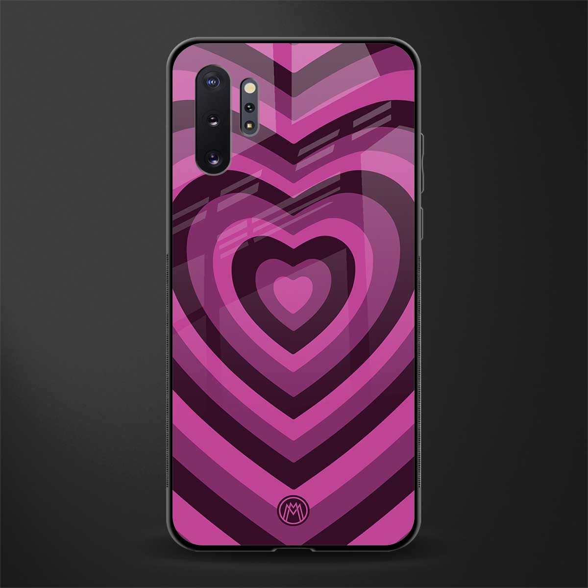 y2k burgundy hearts aesthetic glass case for samsung galaxy note 10 plus image