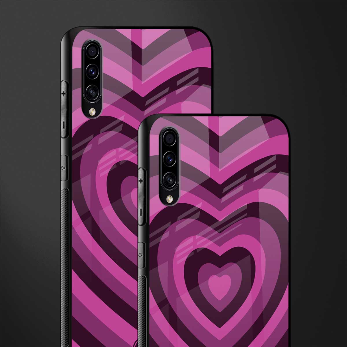 y2k burgundy hearts aesthetic glass case for samsung galaxy a70 image-2