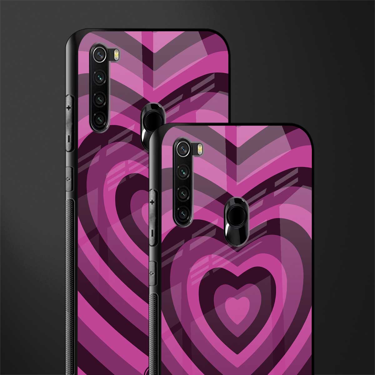 y2k burgundy hearts aesthetic glass case for redmi note 8 image-2