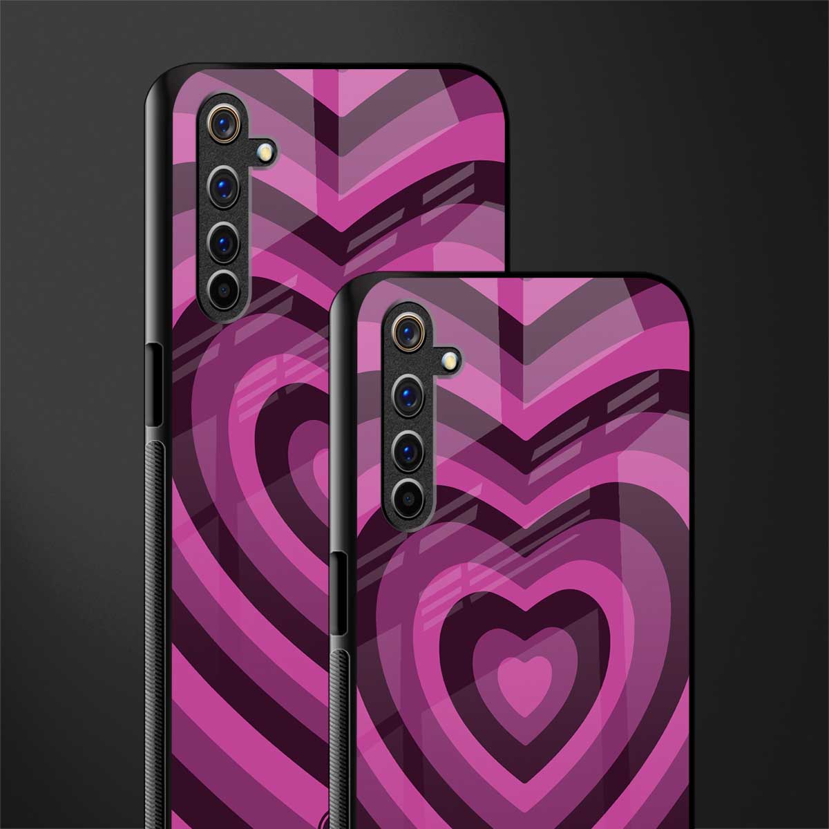 y2k burgundy hearts aesthetic glass case for realme 6i image-2
