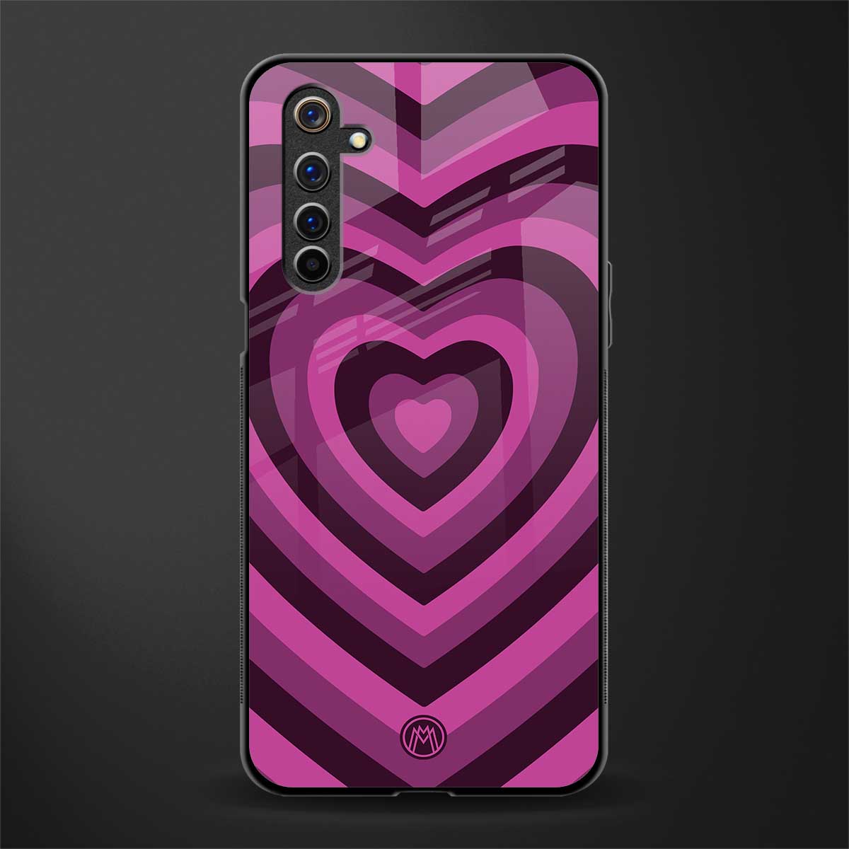 y2k burgundy hearts aesthetic glass case for realme 6i image