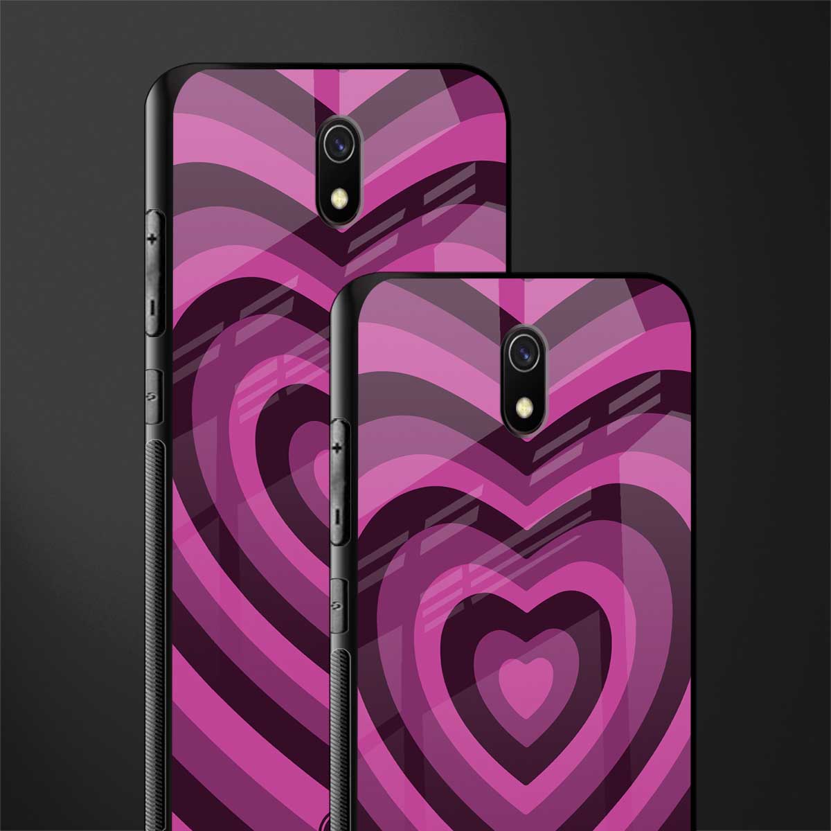 y2k burgundy hearts aesthetic glass case for redmi 8a image-2