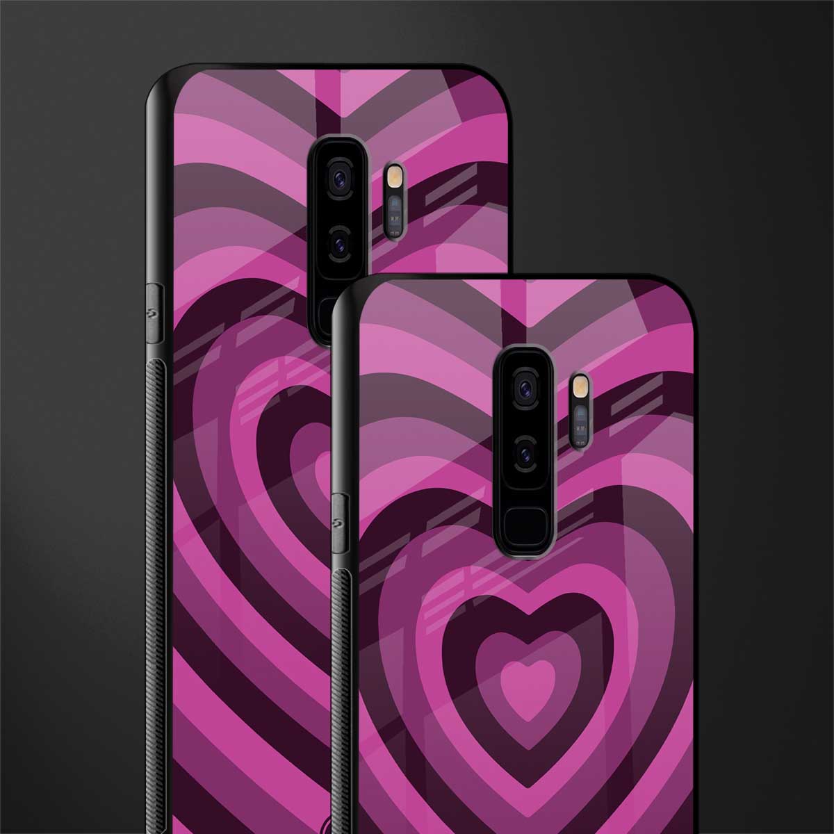 y2k burgundy hearts aesthetic glass case for samsung galaxy s9 plus image-2