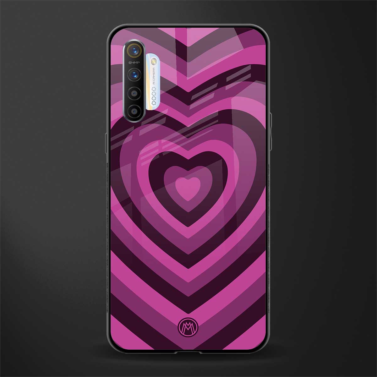 y2k burgundy hearts aesthetic glass case for realme x2 image