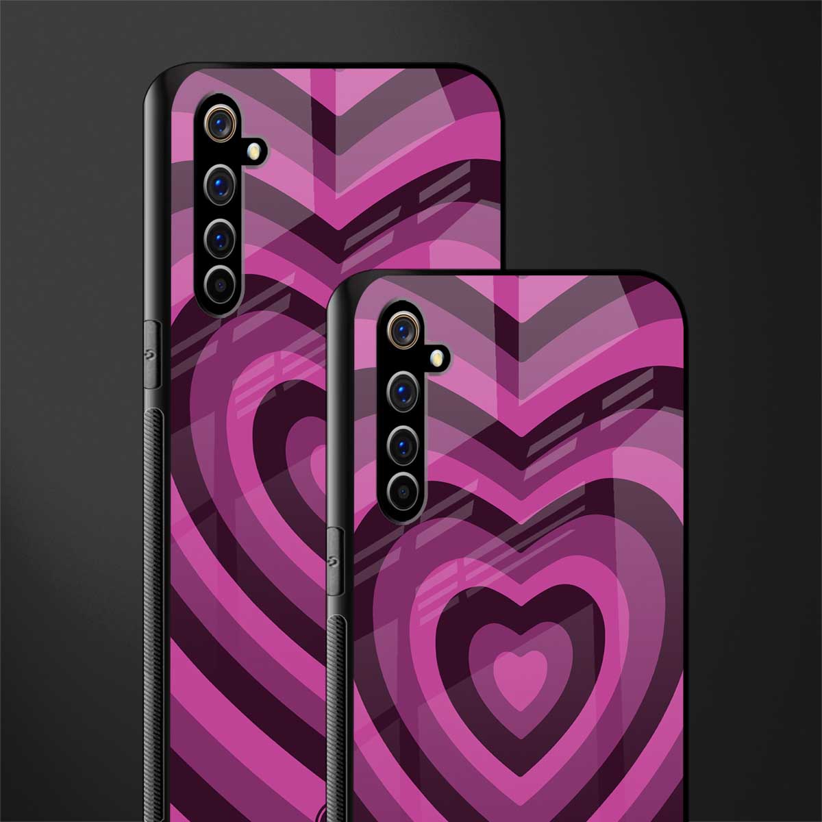 y2k burgundy hearts aesthetic glass case for realme x50 pro image-2