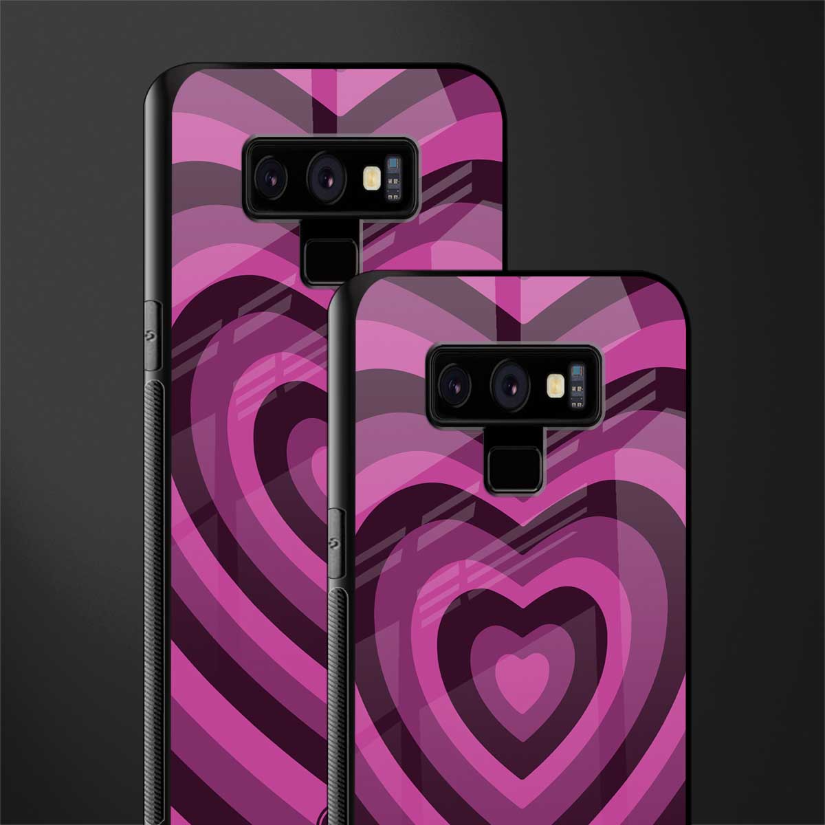 y2k burgundy hearts aesthetic glass case for samsung galaxy note 9 image-2
