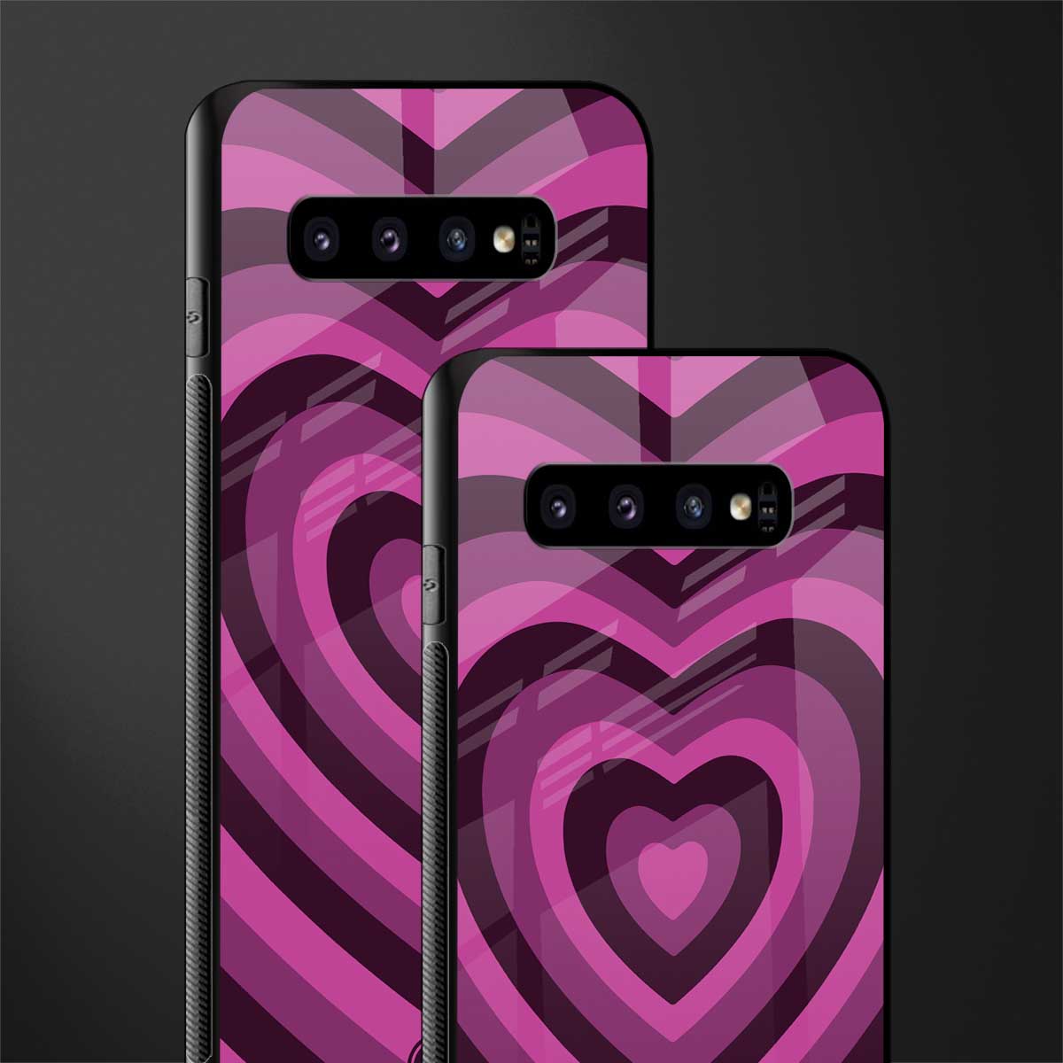 y2k burgundy hearts aesthetic glass case for samsung galaxy s10 plus image-2