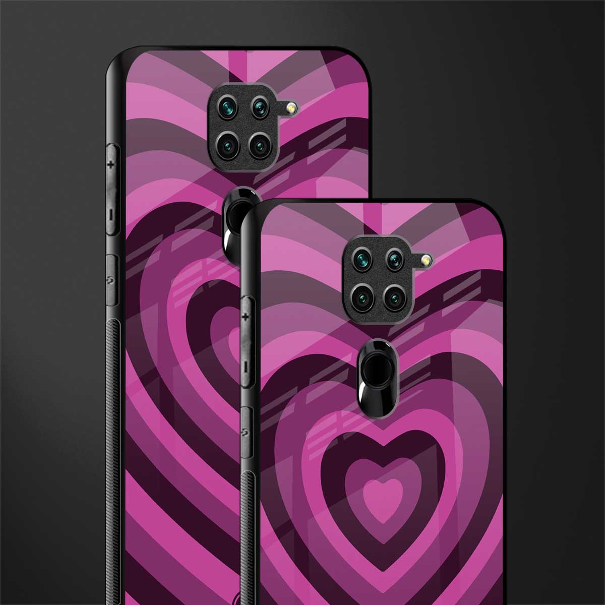 y2k burgundy hearts aesthetic glass case for redmi note 9 image-2