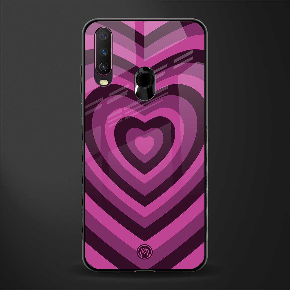 y2k burgundy hearts aesthetic glass case for vivo y15 image