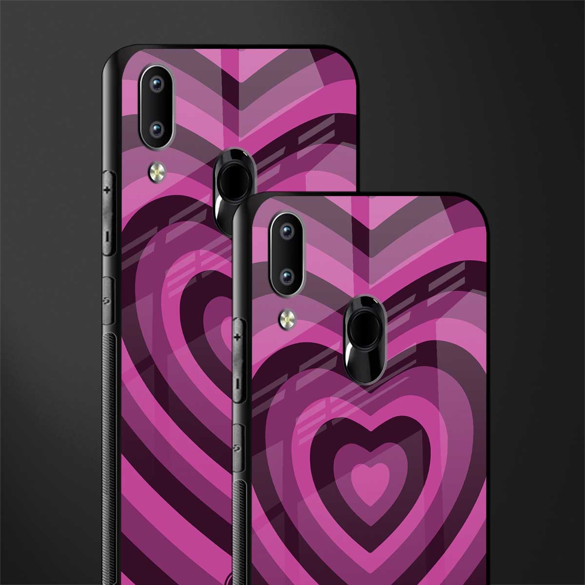 y2k burgundy hearts aesthetic glass case for vivo y91 image-2