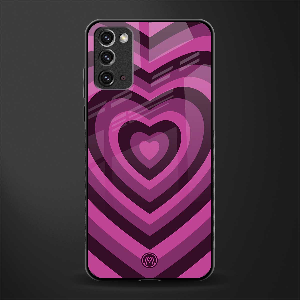 y2k burgundy hearts aesthetic glass case for samsung galaxy note 20 image