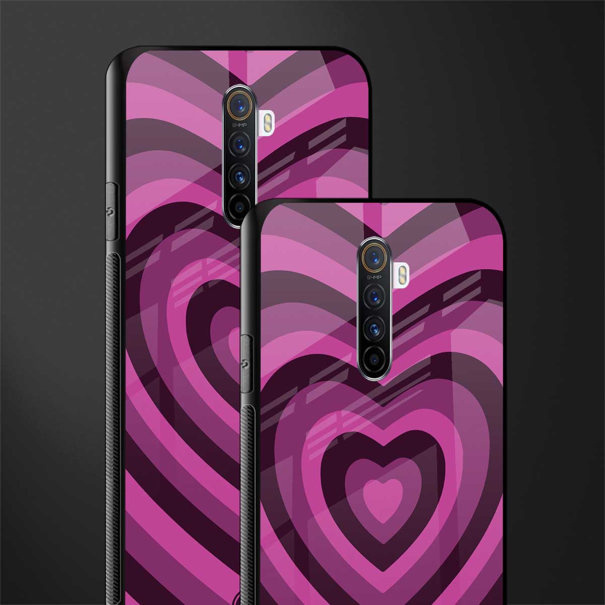 y2k burgundy hearts aesthetic glass case for realme x2 pro image-2