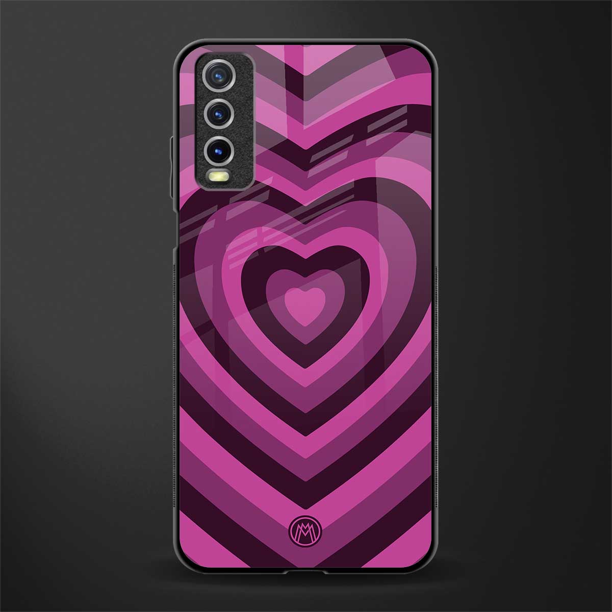 y2k burgundy hearts aesthetic glass case for vivo y12s image