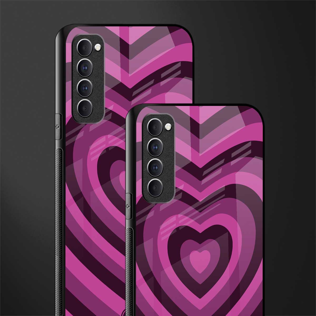 y2k burgundy hearts aesthetic glass case for oppo reno 4 pro image-2