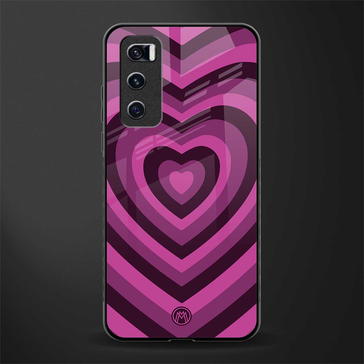y2k burgundy hearts aesthetic glass case for vivo v20 se image