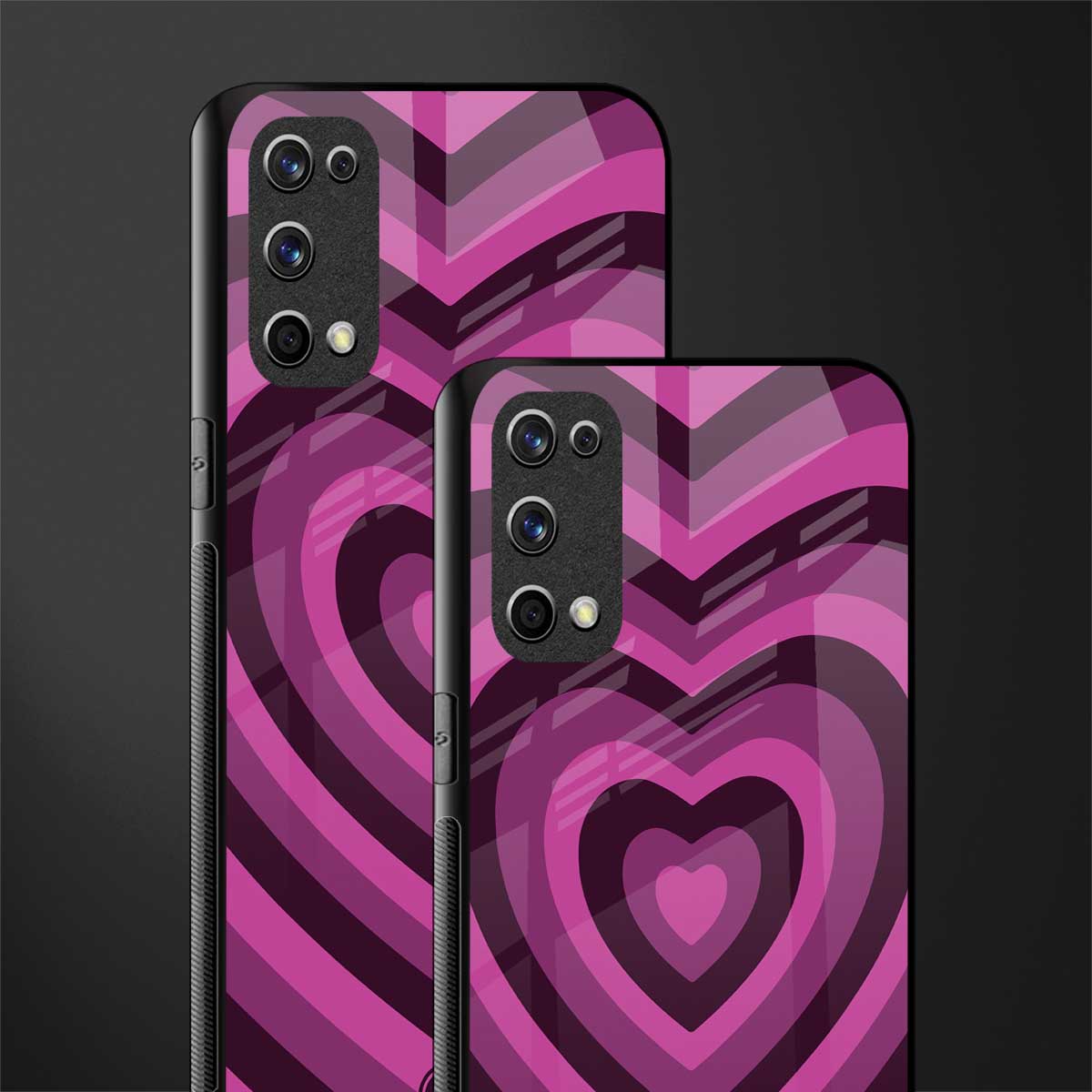 y2k burgundy hearts aesthetic glass case for realme x7 pro image-2