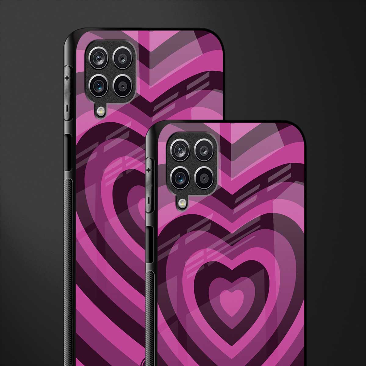 y2k burgundy hearts aesthetic glass case for samsung galaxy m12 image-2